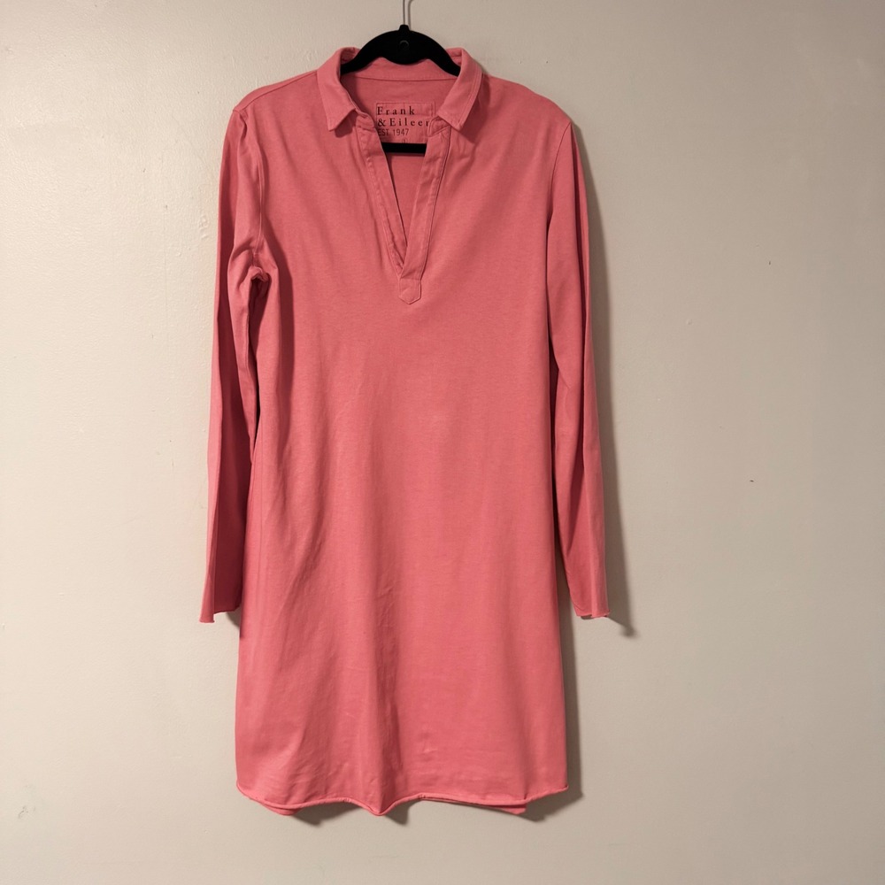Frank & Eileen Nicole Henley Popover Dress‎ Pink L V-Neck Knit Collar